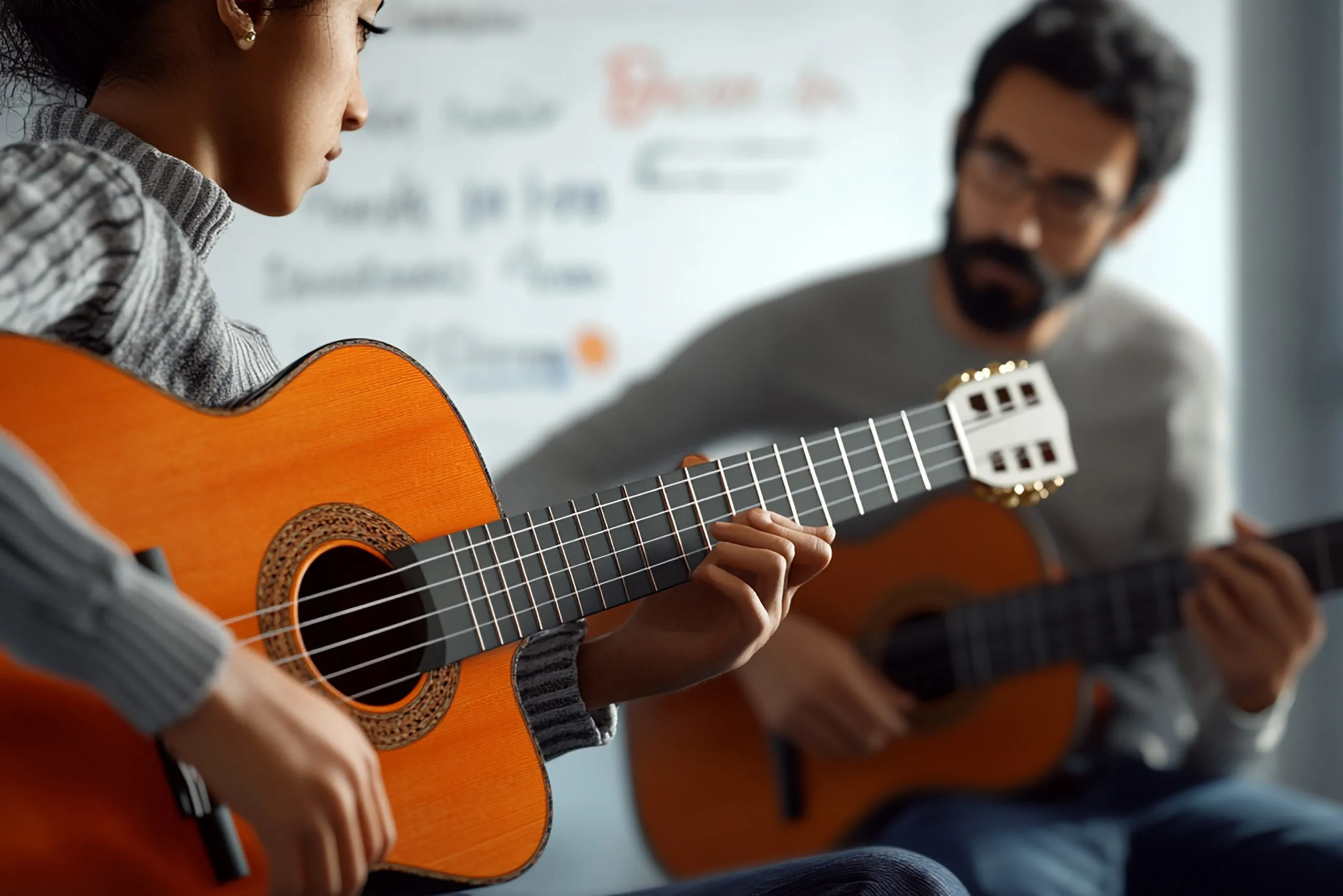 A student playing a quiet melody
